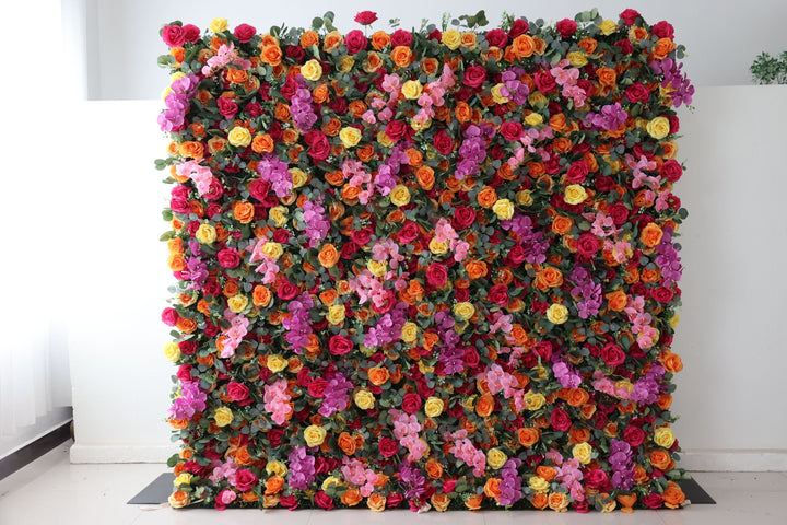 Colorful Rose, Reed Pampas Grass, Artificial Flower Wall, Wedding Party Backdrop
