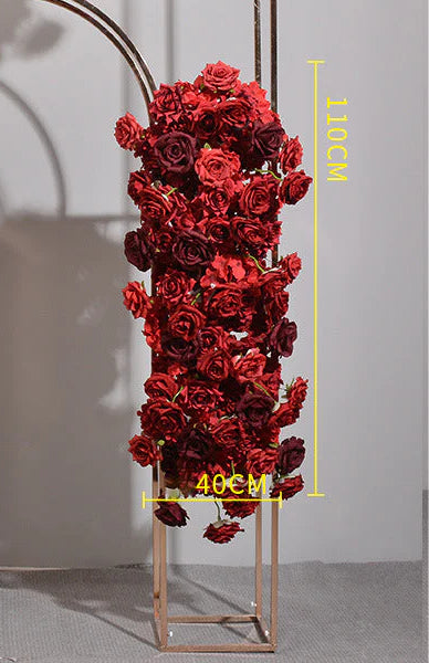 Dark Red Roses, Floral Arch Set, Wedding Arch Backdrop, Including Frame