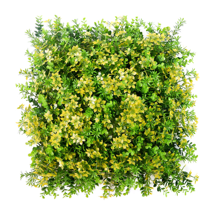 Eucalyptus And Vines With Yellow Large-Leaved Periwinkle Artificial Green Wall Panels