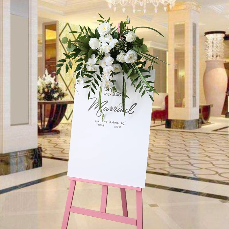 White & Green Artificial Flowers, Floral Arrangement For Signage, Wedding Welcome Signage