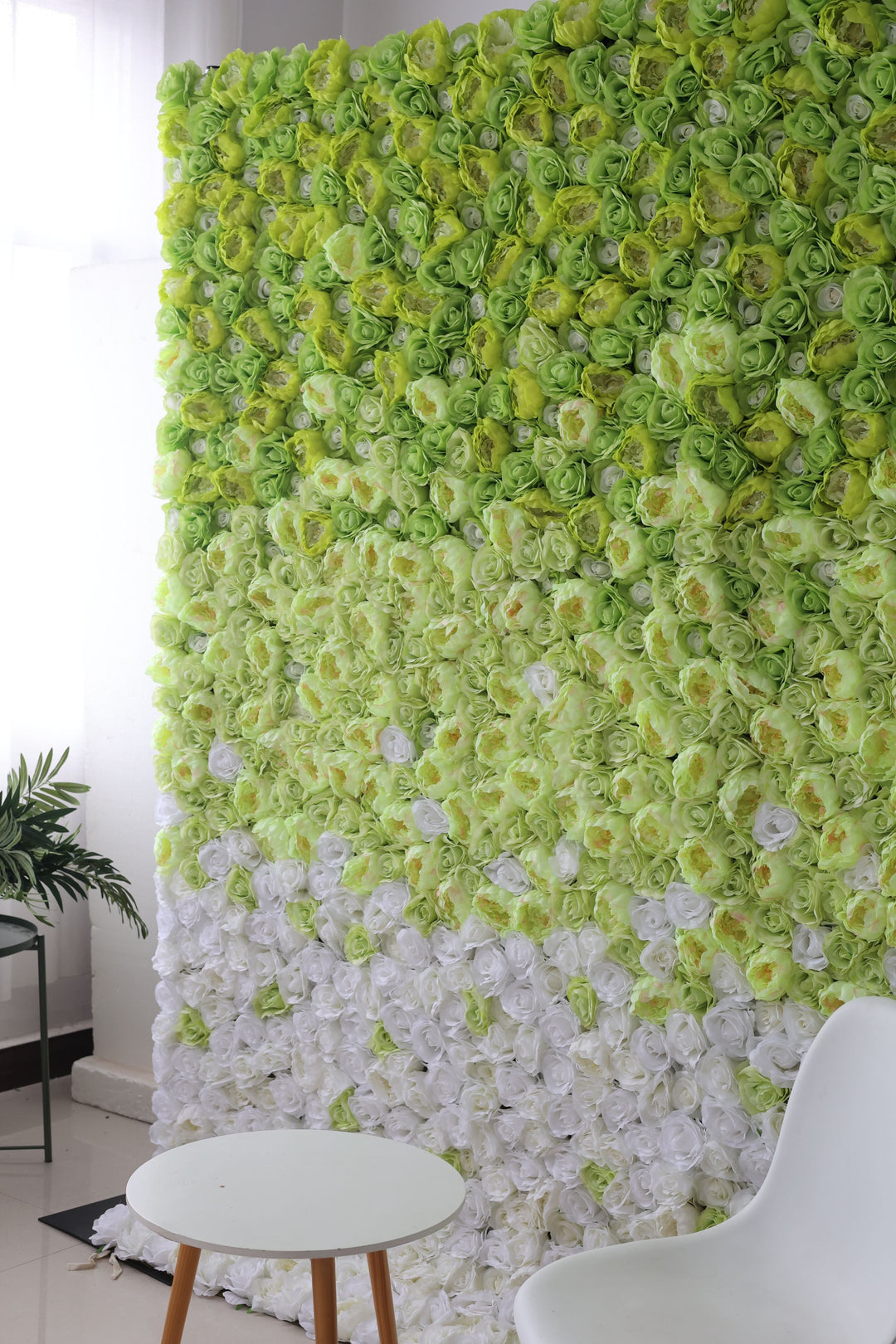 Green And White Roses And Peonies, Artificial Flower Wall, Wedding Party Backdrop