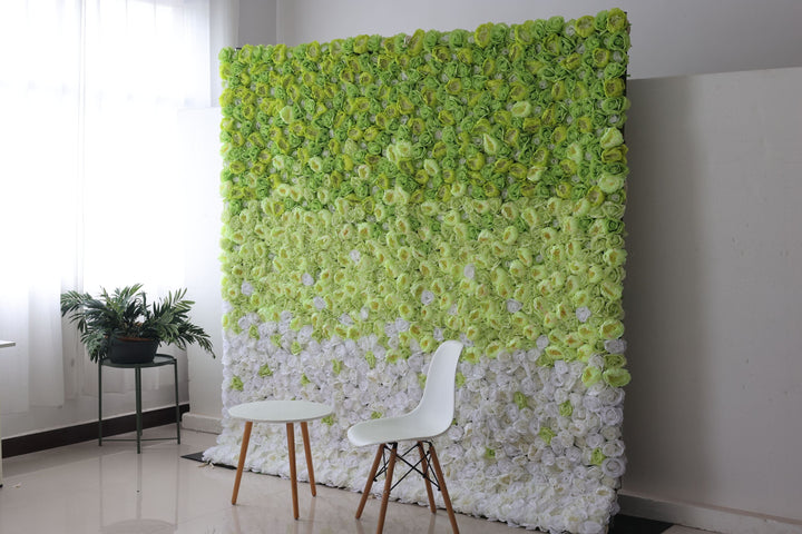 Green And White Roses And Peonies, Artificial Flower Wall, Wedding Party Backdrop