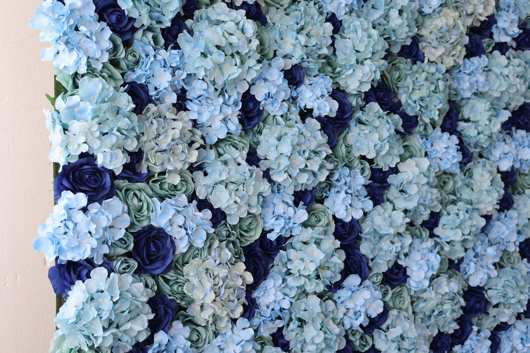 Green Roses And Blue Roses And Hydrangeas, Artificial Flower Wall, Wedding Party Backdrop