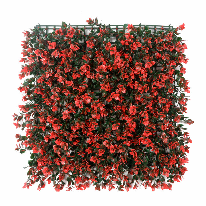 Layered Dark Red Grass Artificial Green Wall Panels, Faux Plant Wall