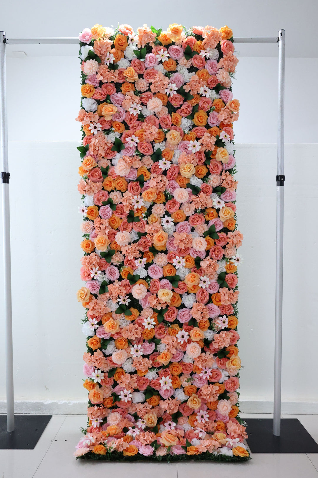 Mixed Flowers In Orange, 3D, Fabric Backing Artificial Flower Wall