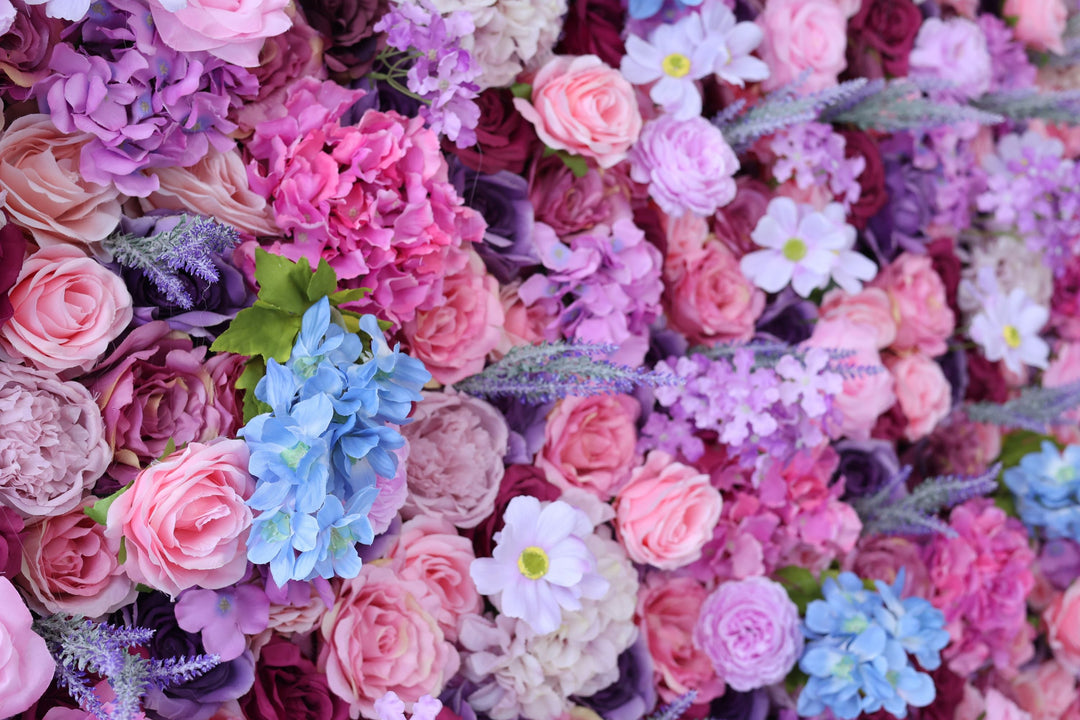 Mixed Color Roses And Hydrangeas, Artificial Flower Wall, Wedding Party Backdrop