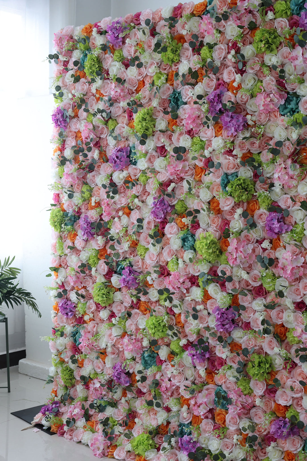 Mixed Color Roses And Hydrangeas, Artificial Flower Wall, Wedding Party Backdrop