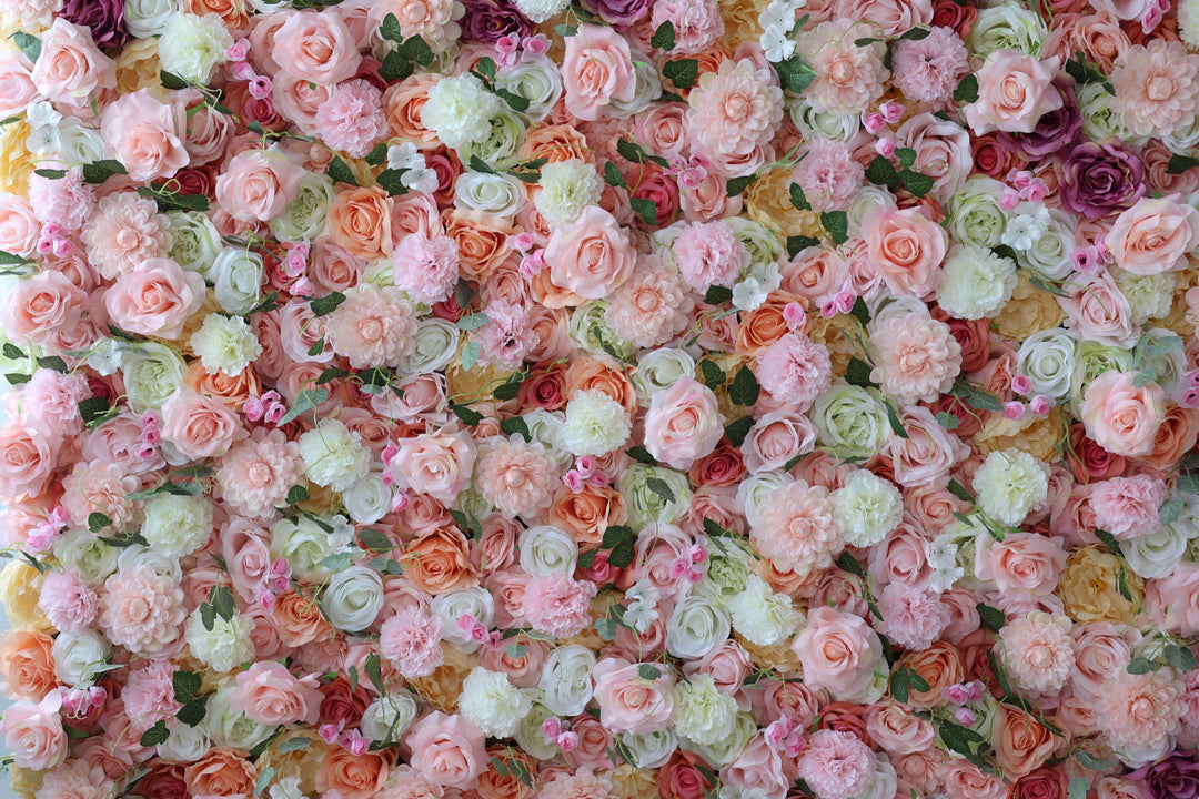Mixed Color Roses And Kilim Daisies And Pink Dahlias, Artificial Flower Wall Backdrop