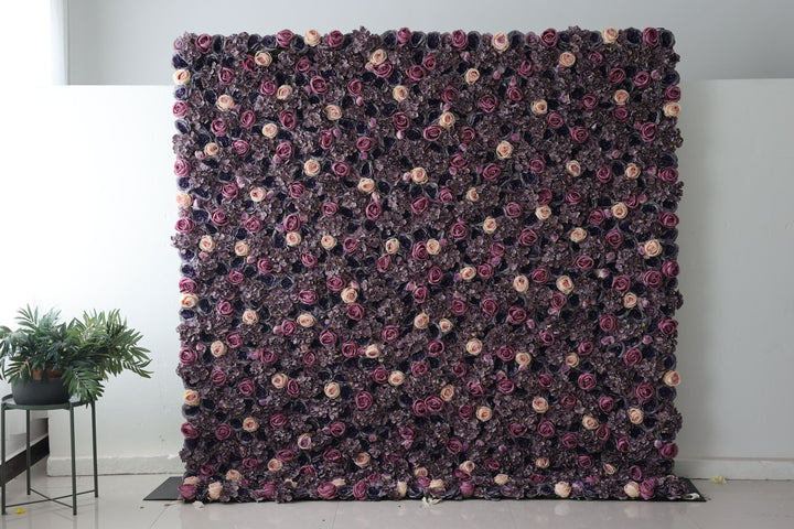 Mixed Color Roses And Purple Hydrangeas And Peonies, Artificial Flower Wall Backdrop