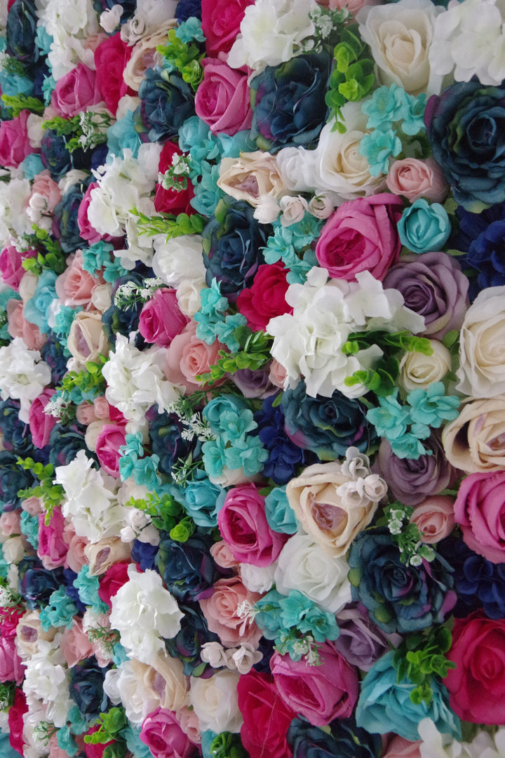 Mixed Colors Of Roses And Hydrangeas, Artificial Flower Wall, Wedding Party Backdrop