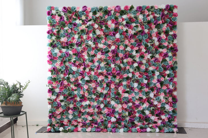 Mixed Colors Of Roses And Peonies And Green Leaves, Artificial Flower Wall Backdrop