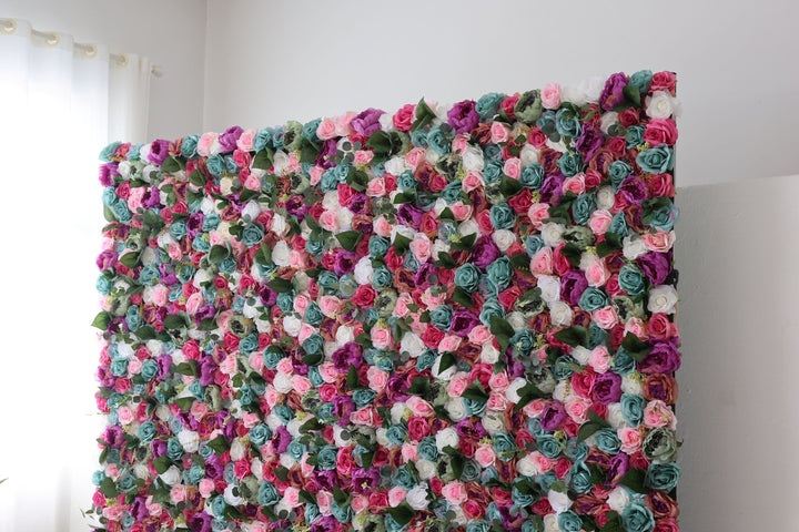 Mixed Colors Of Roses And Peonies And Green Leaves, Artificial Flower Wall Backdrop