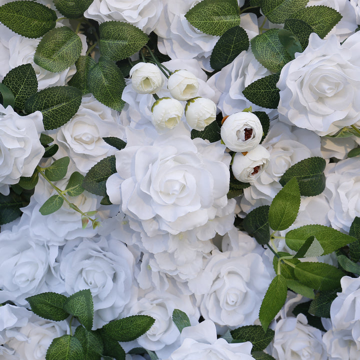 White Rose Hydrangea Green Leaves, Artificial Flower Wall, Wedding Party Backdrop