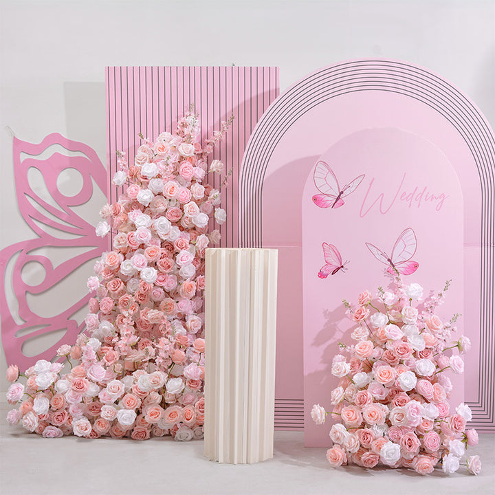 Beige Pink Roses, Floral Arch Set, Wedding Arch Backdrop, Including Frame