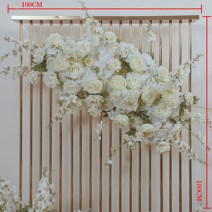 Mixed Flowers In White With Green Leaves, Floral Arch Set, Wedding Arch Backdrop Including Frame