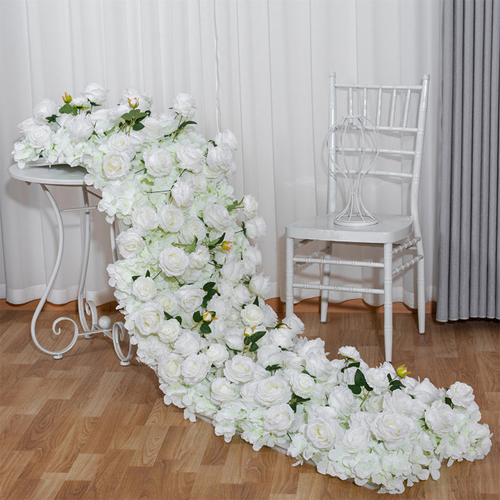 White Roses With Green Leaces Luxurious Flower Runner