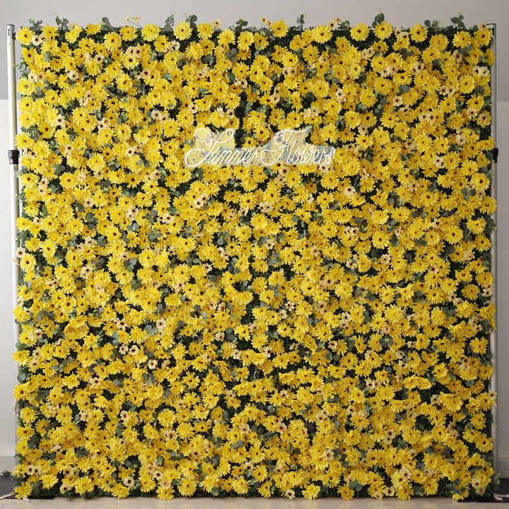 Luxury Yellow Gerbera, Artificial Flower Wall Backdrop, Wedding Backdrop