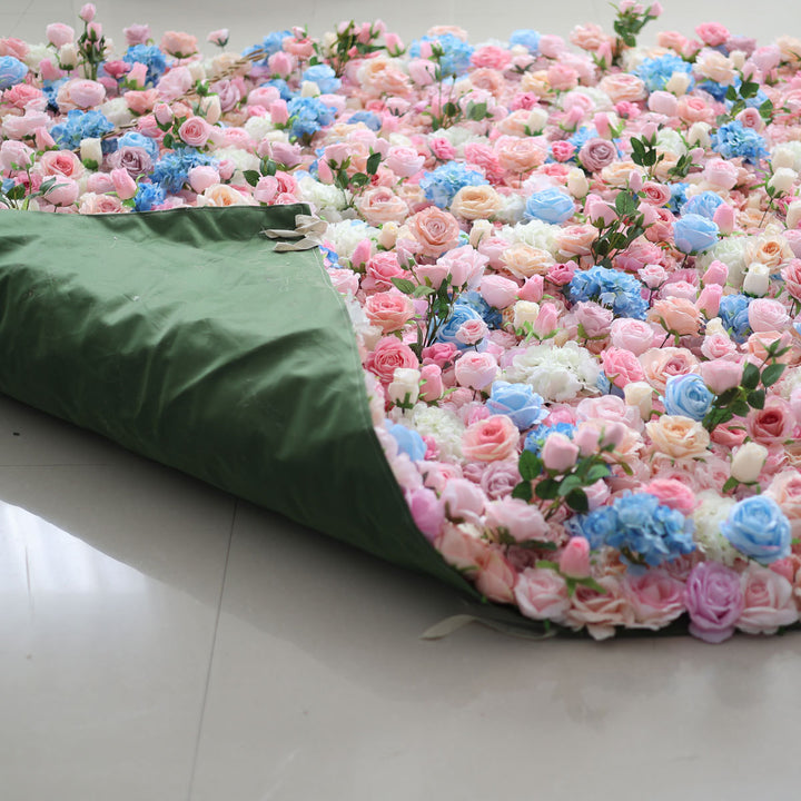 Luxury Mixed Light Blue Light Pink Rosesroses, Artificial Flower Wall Backdrop