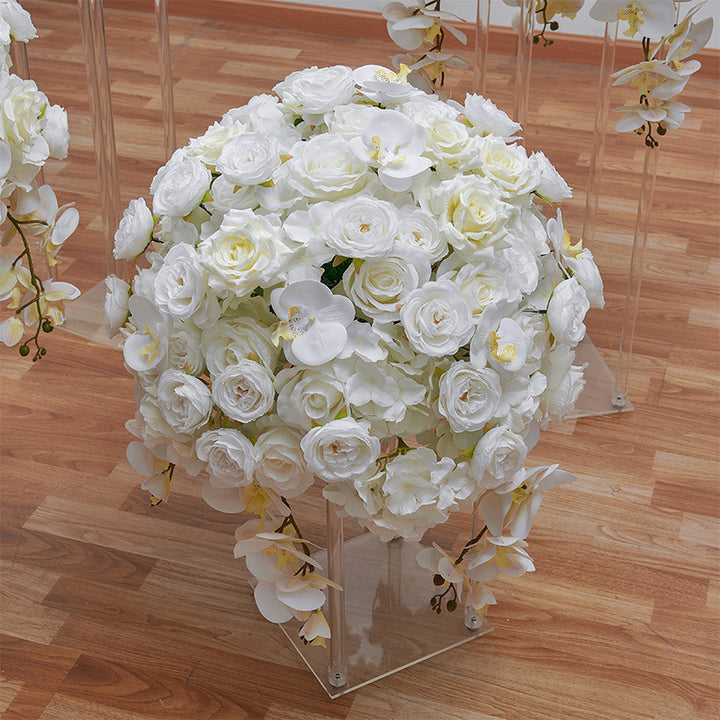 Milky White Roses And Phalaenopsis Luxurious Wedding Flower Ball
