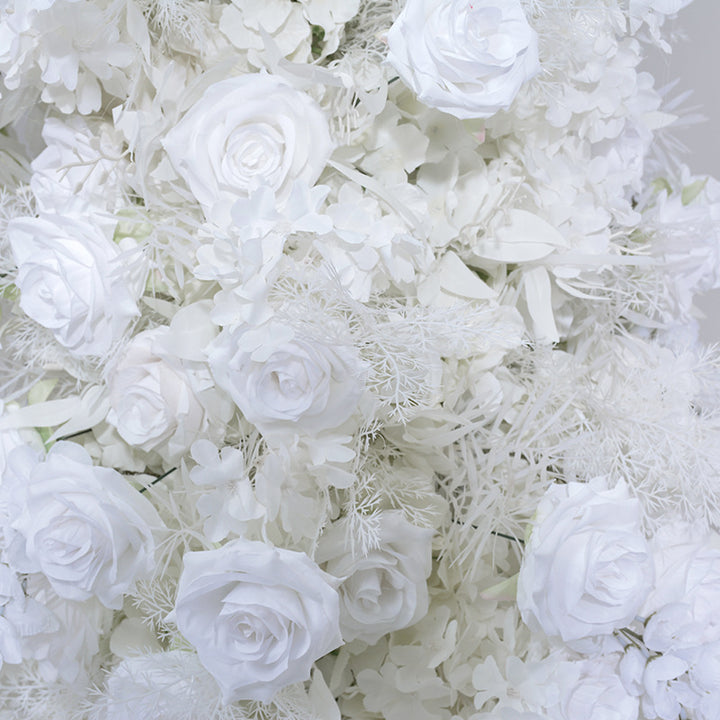 White Roses With Vine Double-Sided Floral Arch, Wedding Arch Backdrop, Including Frame