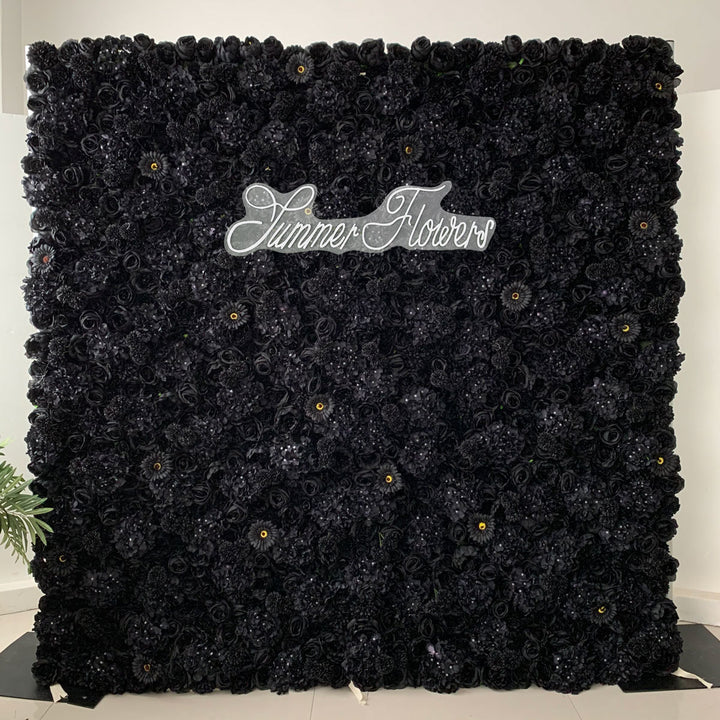 Luxury Black Hydrangea Gerbera Rose, Artificial Flower Wall Backdrop, Wedding Backdrop