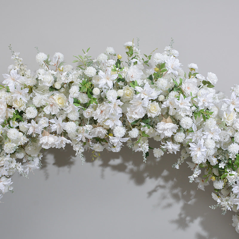 Mixed Flowers In White Double-Sided Floral Arch, Wedding Arch Backdrop, Including Frame