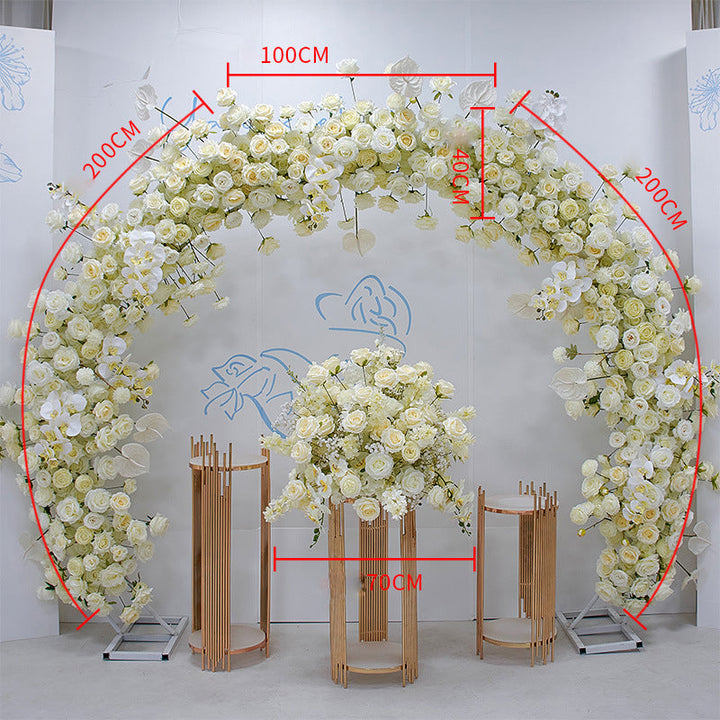 Beige White Flowers, Floral Arch Set, Wedding Arch Backdrop