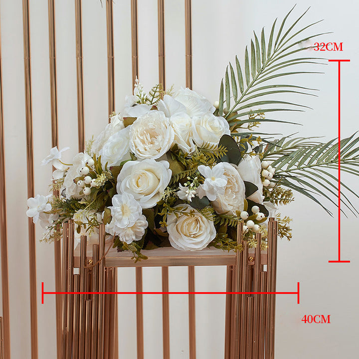 Milky White Roses With Green Leaves, Floral Arch Set, Wedding Arch Backdrop, Including Frame