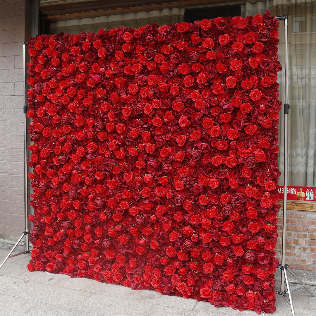 Red Burgundy Rose, Artificial Flower Wall, Wedding Party Backdrop Wall