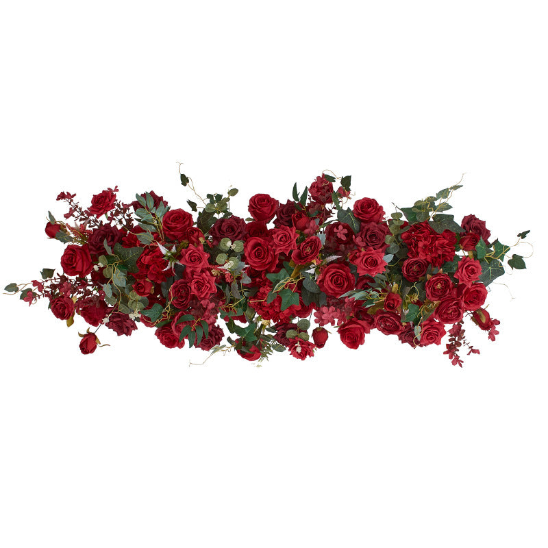 3D Roses And Hydrangeas With Green Leaves Flower Runner, Flower Ball
