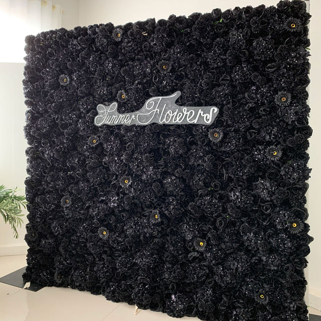 Luxury Black Hydrangea Gerbera Rose, Artificial Flower Wall Backdrop, Wedding Backdrop