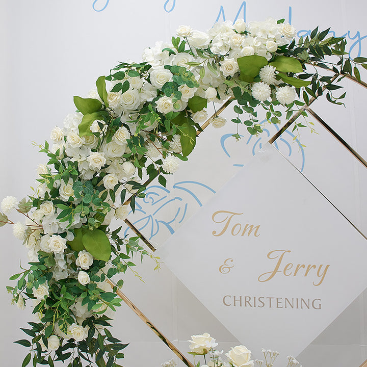 White Flowers With Leaves, Floral Arch Set, Wedding Arch Backdrop