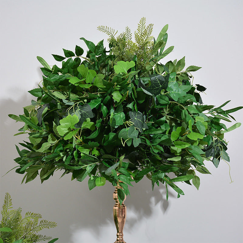 Mixed Leaves In Green, Forest-Themed Wedding Flower Ball