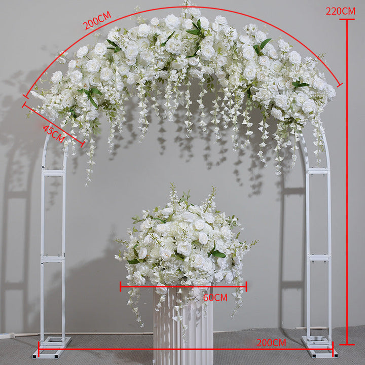 White Roses With Vine, Floral Arch Set, Wedding Arch Backdrop, Including Frame