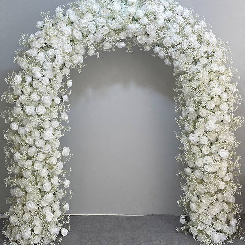 White Roses With Gypsophila, Floral Arch, Wedding Arch Backdrop, Including Frame