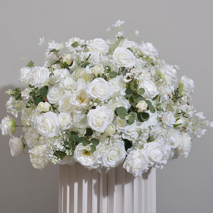 White Roses With Eucalyptus Luxurious Wedding Flower Ball