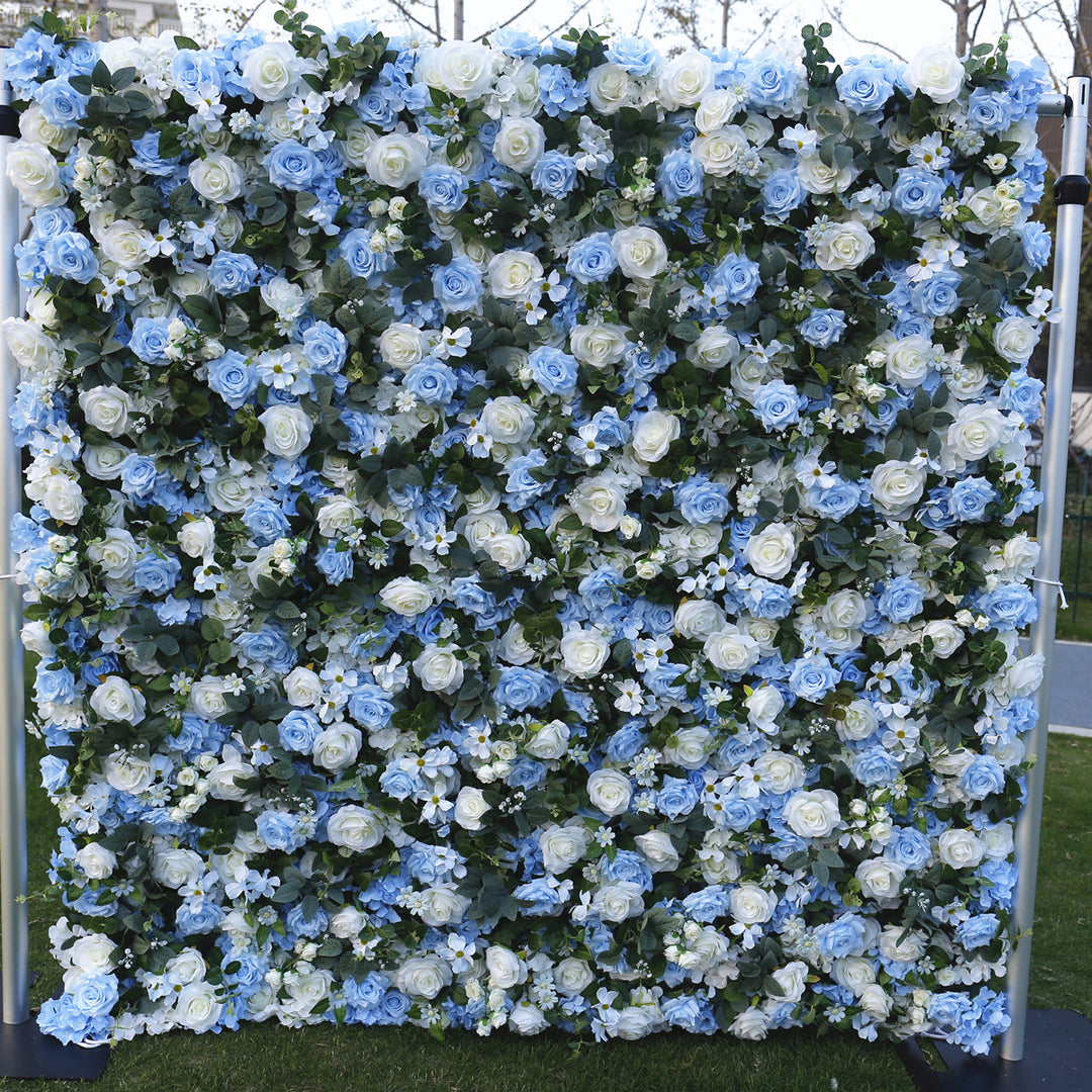 Light Blue Rose And White Rose, Artificial Flower Wall Backdrop
