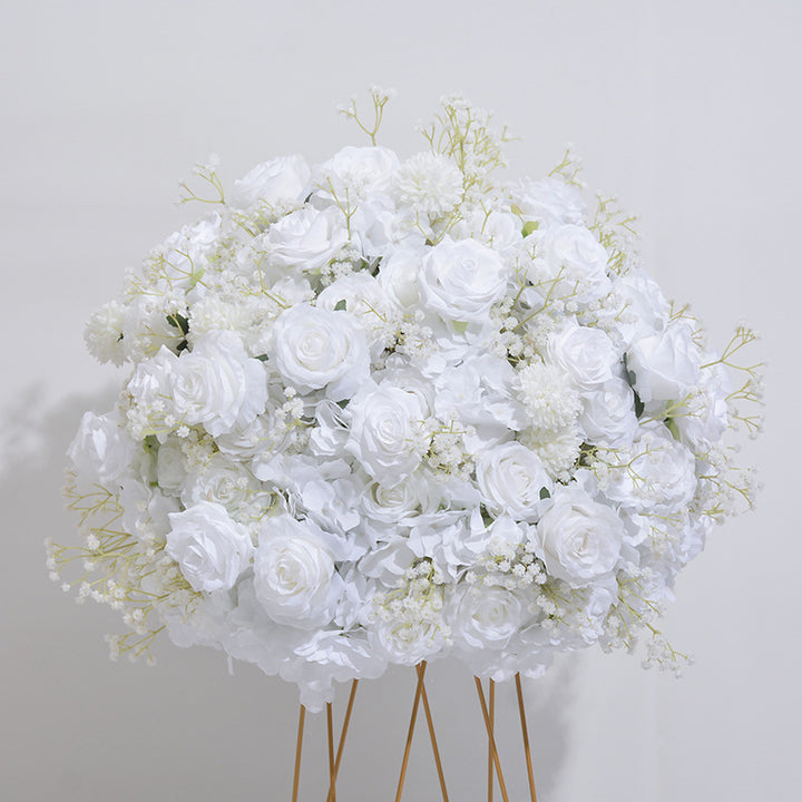 Milky White Roses With Gypsophila Luxurious Wedding Flower Ball