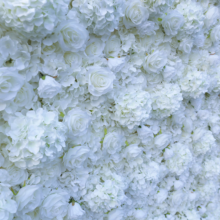 Dreamy White Rose And Hydrangea, Artificial Flower Wall Backdrop