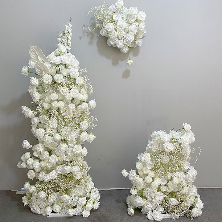 Beige Roses With Gypsophila, Floral Arch Set, Wedding Arch Backdrop, Including Frame