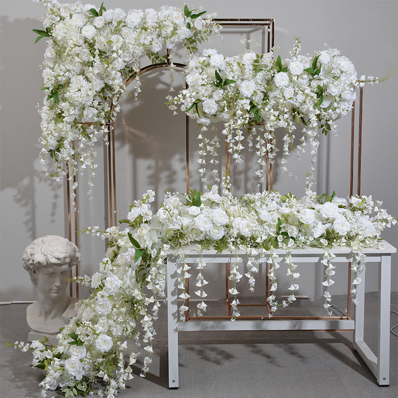Milky White Roses With Vine, Floral Arch Set, Wedding Arch Backdrop
