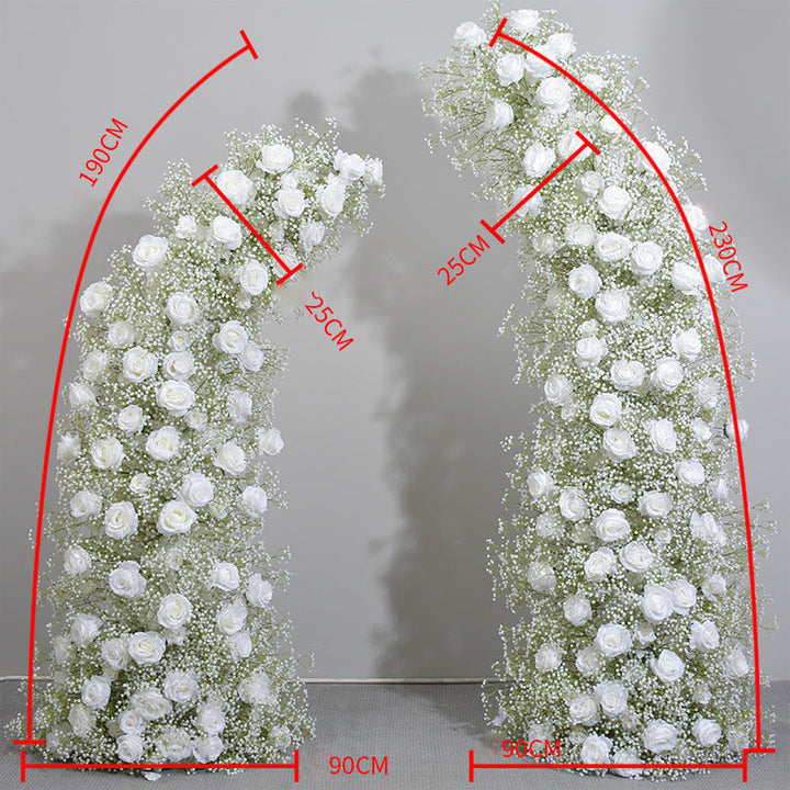 White Roses And Gypsophila, Floral Arch Set, Wedding Arch Backdrop, Including Frame