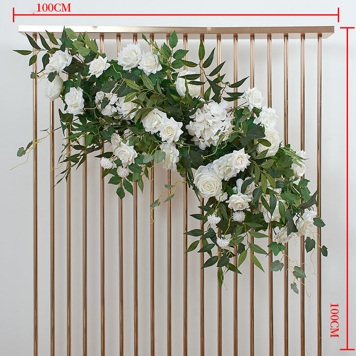 White Roses With Green Leaves, Floral Arch Set, Wedding Arch Backdrop, Including Frame