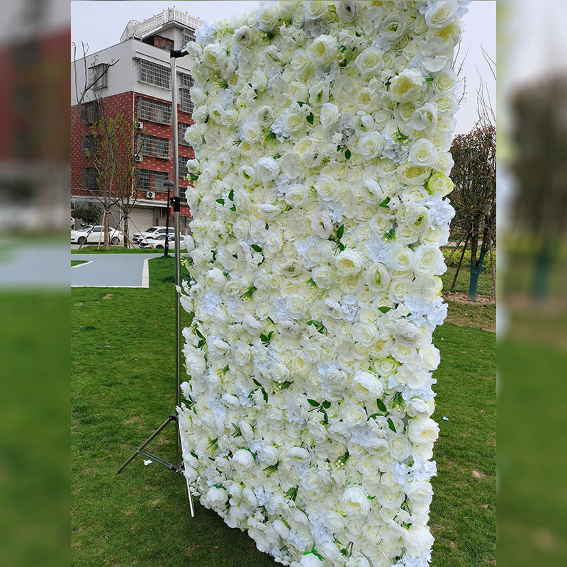 High Density 5D White Rose, Artificial Flower Wall, Wedding Party Backdrop