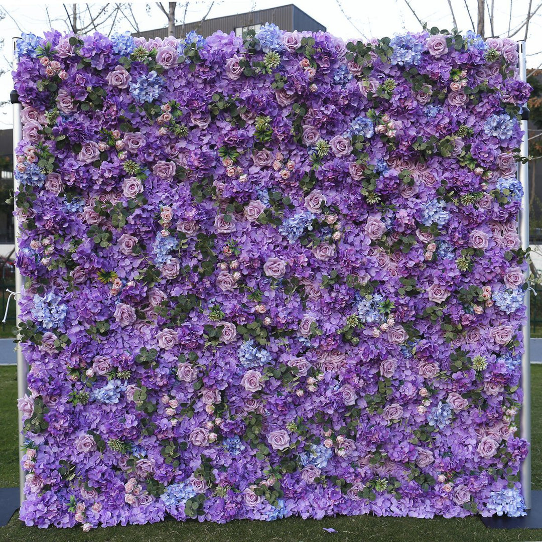 Luxury Purple 5D Cloth Flower Wall Arrangement Wedding Backdrop