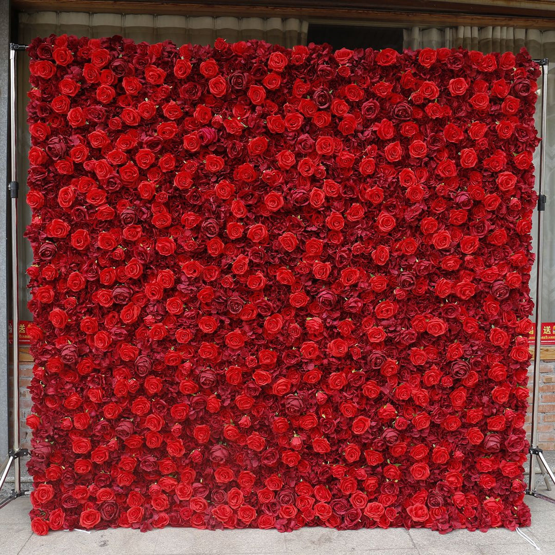 Red Burgundy Rose, Artificial Flower Wall, Wedding Party Backdrop Wall