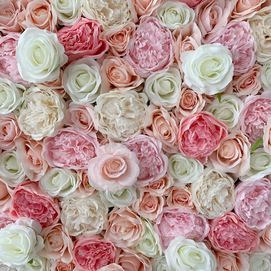 Luxury Pink White Light Pink Roses, Artificial Flower Wall Backdrop, Wedding Backdrop