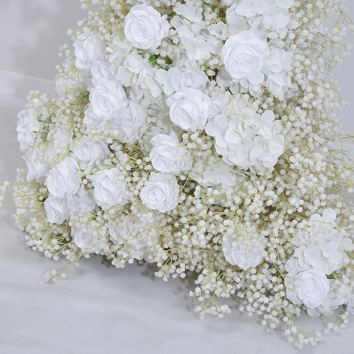 Beige And White Roses With Gypsophila, Floral Arch Set, Wedding Arch Backdrop, Including Frame