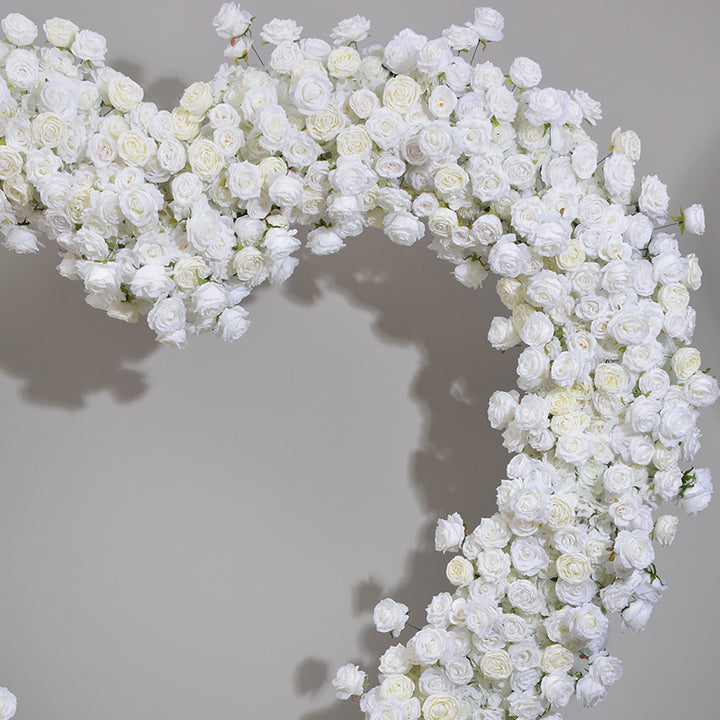 Beige And White Roses Heart Shape, Floral Arch, Wedding Arch Backdrop, Including Frame