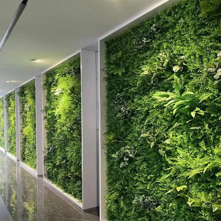 Mixed Plants In Green, Orange, And Yellow Artificial Green Wall Panels, Faux Plant Wall